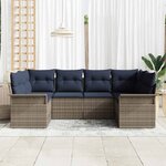 vidaXL Ensemble de canapé de jardin 6 Pièces Gris Poly rotin