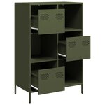 vidaXL Buffet haut vert olive 68x39x103 5 cm acier