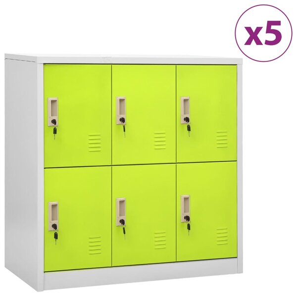 vidaXL Armoires à casiers 5 Pièces Gris clair et vert 90x45x92 5 cm Acier