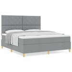vidaXL Lit à ressorts avec matelas Gris clair 180 x 200 cm tissu