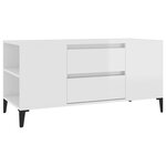 vidaXL Meuble TV Blanc brillant 102x44 5x50 cm Bois d'ingénierie