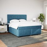vidaXL Sommier à lattes de lit et matelas bleu 180x200 cm velours