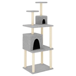 vidaXL Arbre à chat avec griffoirs en sisal Gris clair 167 cm