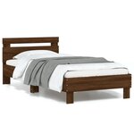vidaXL Cadre de lit tête de lit et lumières LED chêne marron 90x200 cm