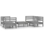 Salon de jardin meuble d'extérieur ensemble de mobilier 5 pièces gris bois de pin massif 02_0016581