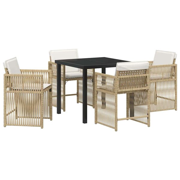 vidaXL Ensemble de salle à manger pour jardin 5 Pièces Beige polyrotin
