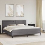 vidaXL Cadre de lit avec bandes LED Gris 200 x 200 cm Simili cuir