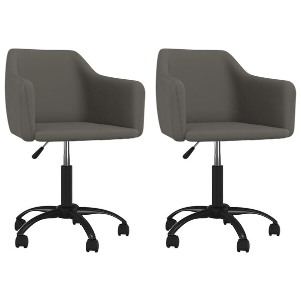 vidaXL Chaises pivotantes à manger lot de 2 Gris foncé Velours