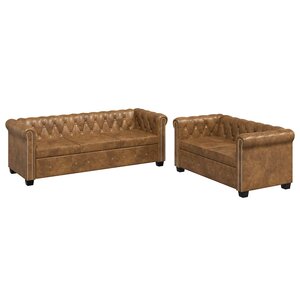 vidaXL Ensemble de canapé Chesterfield à 2 et 3 places marron