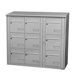 Bloc collectif Leabox  3x3  grade 3  simple face  extérieur  fixation murale  gris clair ral 7035 finition brillante