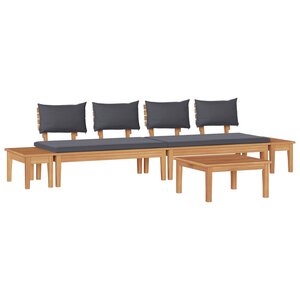 Ensemble de Salle à Manger de Jardin vidaXL en Bois Massif Teck de 5 Pièces