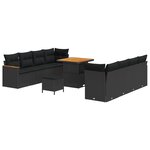 vidaXL Ensemble de canapé de jardin 11 Pièces Noir polyrotin