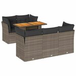 vidaXL Salon de jardin 6 Pièces avec coussins gris résine tressée
