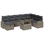 vidaXL Ensemble de canapé de jardin avec coussin 9 Pièces Gris Poly rotin