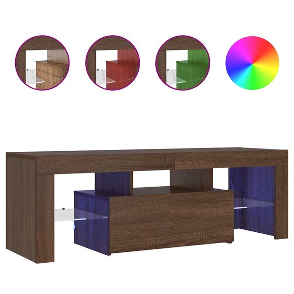 vidaXL Meuble TV avec lumières LED chêne marron 120x35x40 cm