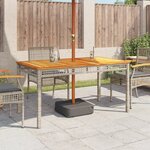 vidaXL Table de jardin gris 140x80x75 cm résine tressée et bois acacia