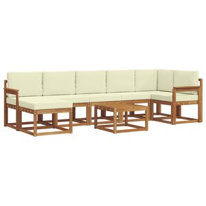 vidaXL Ensemble de canapés d'extérieur 8 pc Naturel et Crème