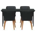 vidaXL Ensemble de salle à manger pour jardin 5 Pièces Noir polyrotin