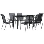 vidaXL Ensemble à manger de jardin 7 Pièces noir textilène et acier