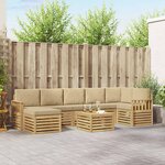 vidaXL Ensemble de canapés d'extérieur 7 pc Blanc et Beige Polyester