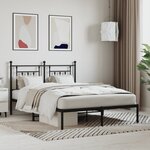 vidaXL Cadre de lit métal avec tête de lit noir 140x190 cm
