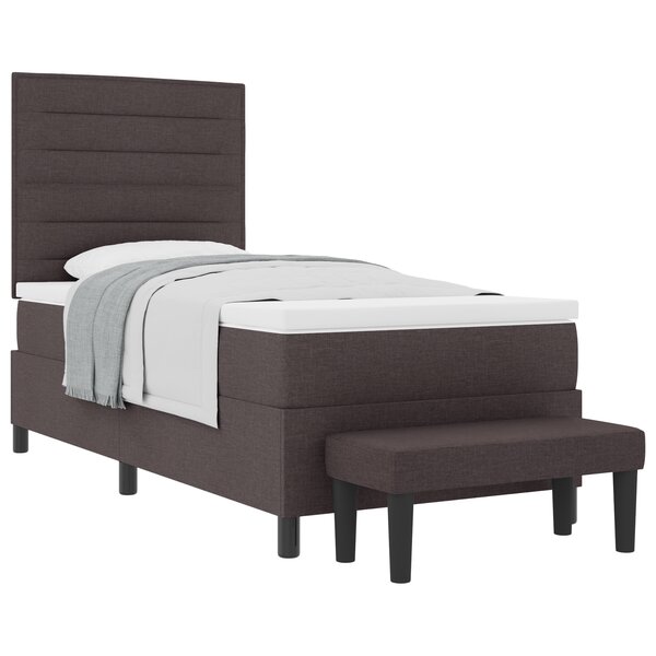 vidaXL Lit coffre avec matelas & banc gris foncé 90x190 cm tissu