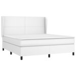 vidaXL Sommier à lattes de lit avec matelas Blanc 180x200cm Similicuir