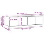 vidaXL Meuble TV Brun Ciré 140 x 40 x 40 cm Pin massif