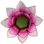 Porte bougie fleur de lotus rose foncé et or