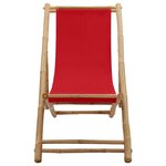 vidaXL Chaise de terrasse Bambou et toile Rouge