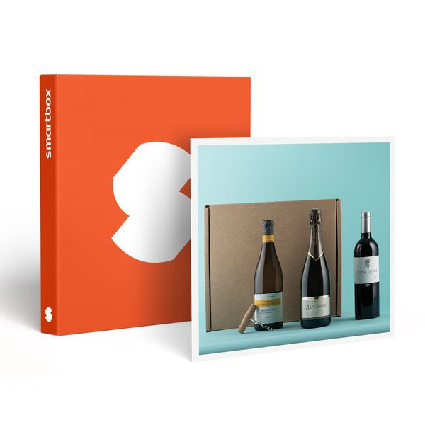 SMARTBOX - Coffret Cadeau Coffret de 3 bouteilles : vin rouge  vin blanc et champagne livrés à domicile -  Gastronomie