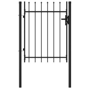 vidaXL Portillon simple porte avec dessus à pointe Acier 1x1 2 m Noir