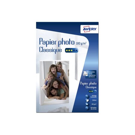 Papier photo brillant 105 x 148 mm  blanc 180g - Boîte de 80 feuilles (paquet 80 unités)