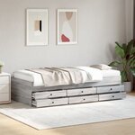 vidaXL Lit de jour avec tiroirs sans matelas sonoma gris 100x200 cm