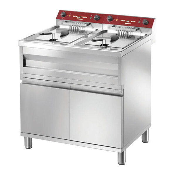 Friteuse électrique sur meuble avec cuve emboutie - 2 x 9 litres -  -