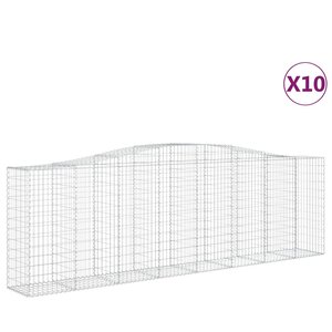 vidaXL Paniers à gabions arqués 10 Pièces 400x50x120/140 cm Fer galvanisé