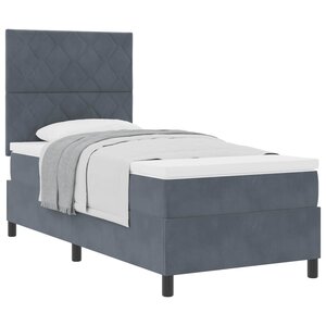 vidaXL Lit à ressorts avec matelas Gris foncé 90 x 190 cm tissu