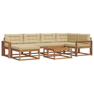 vidaXL Ensemble de canapés d'extérieur 7 Pièces Naturel et Beige