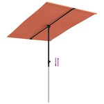 vidaXL Parasol de jardin avec mât en aluminium 2x1 5 m Terre cuite