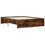 vidaXL Cadre de lit chêne fumé 150x200 cm bois d'ingénierie et métal