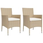 vidaXL Ensemble à manger de jardin et coussins 3 Pièces Beige poly rotin