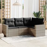 vidaXL Salon de jardin 4 Pièces avec coussins gris clair résine tressée