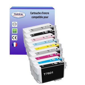 Lot de 9 Cartouches Compatibles pour Epson T7601 T7602 T7603 T7604 T7605 T7606 T7607 T7608 T7609  - T3AZUR