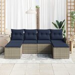 vidaXL Ensemble de canapé de jardin avec coussin 6 Pièces Gris polyrotin