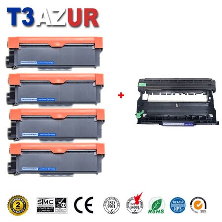 Kit Tambour+ 4 Toners compatibles avec Brother TN2320 DR2300 pour Brother DCP-L2500D  DCP-L2520DW  DCP-L2540DN  DCP-L2560DW