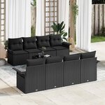 vidaXL Ensemble de canapé de jardin 9 Pièces Noir 55 x 55 x 37 cm