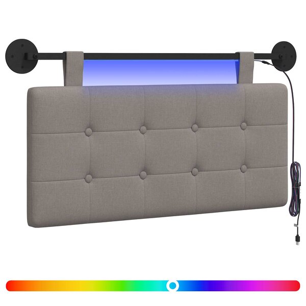 vidaXL Tête de lit suspendue Taupe Tissu