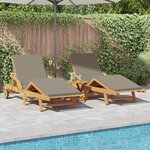 vidaXL Transats 2 Pièces avec coussins et table Taupe en bois massif d'acacia