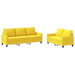 vidaXL Ensemble de canapés 2 Pièces avec coussins Jaune clair Tissu