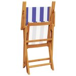 vidaXL Chaises de jardin lot de 2 bleu/blanc bois acacia massif tissu